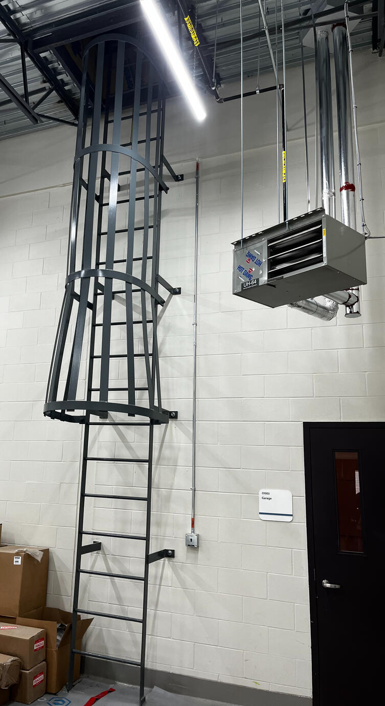 Steel Caged Walk Through Fixed Access Ladder
